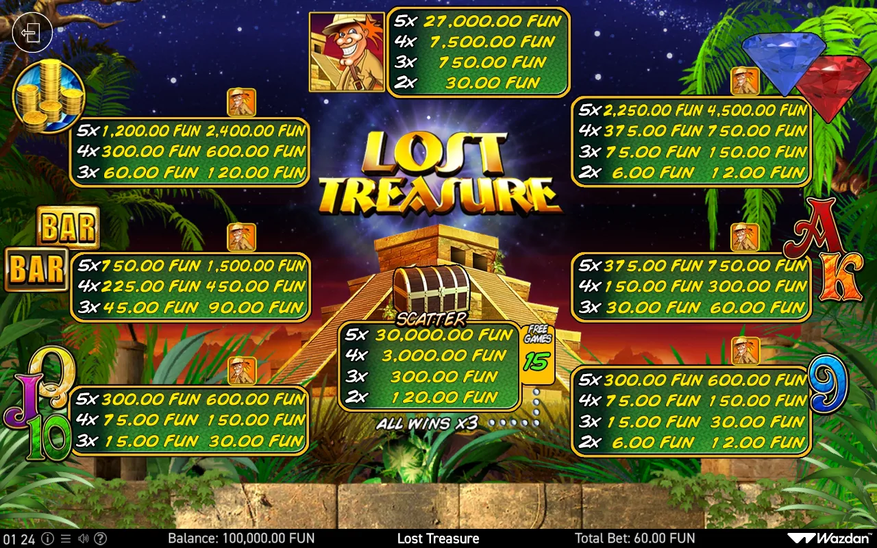 Game rules, page 1 — Lost Treasure