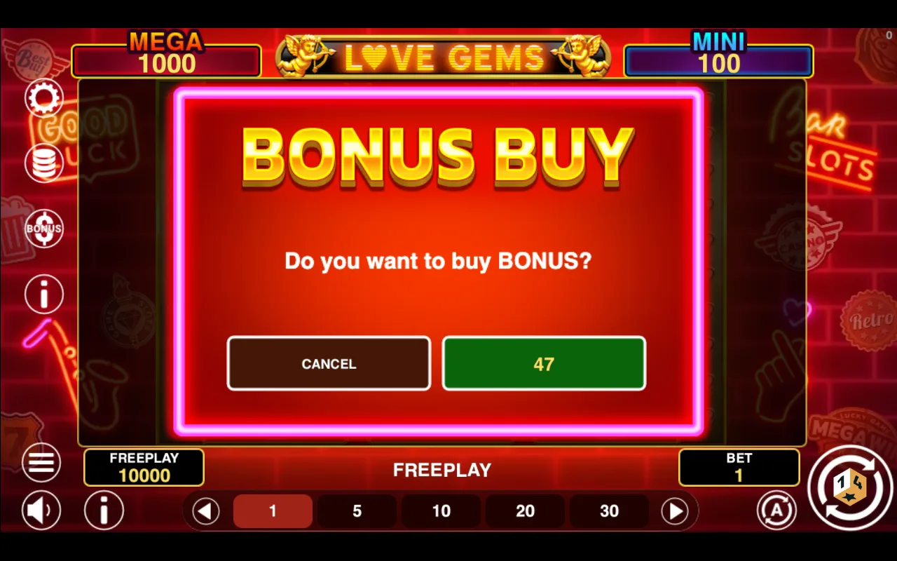 Buying the feature — Love Gems Hold And Win