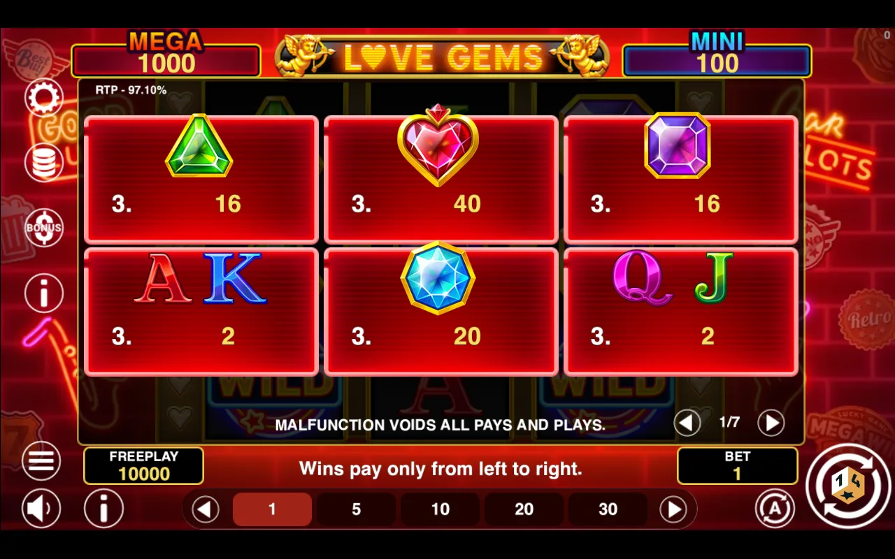 Game rules, page 1 — Love Gems Hold And Win