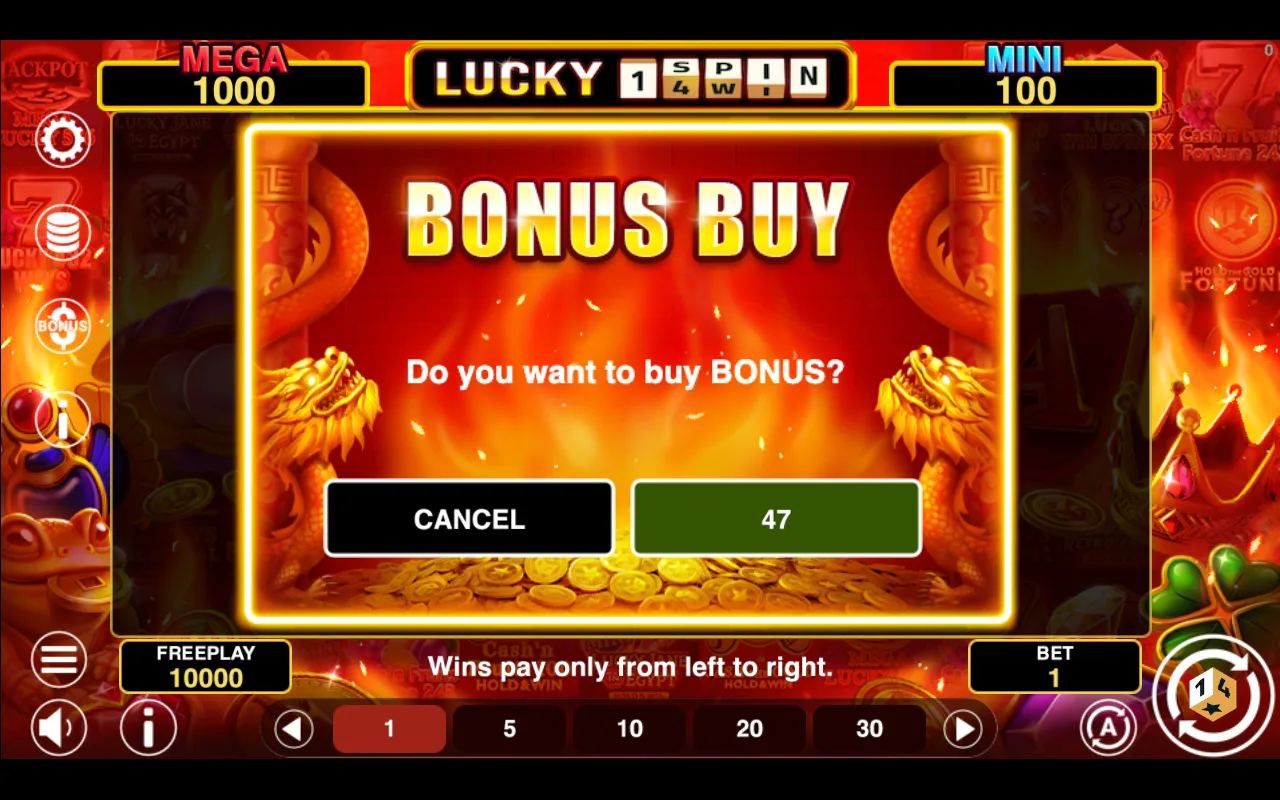 Buying the feature — Lucky 1spin4win Hold And Win