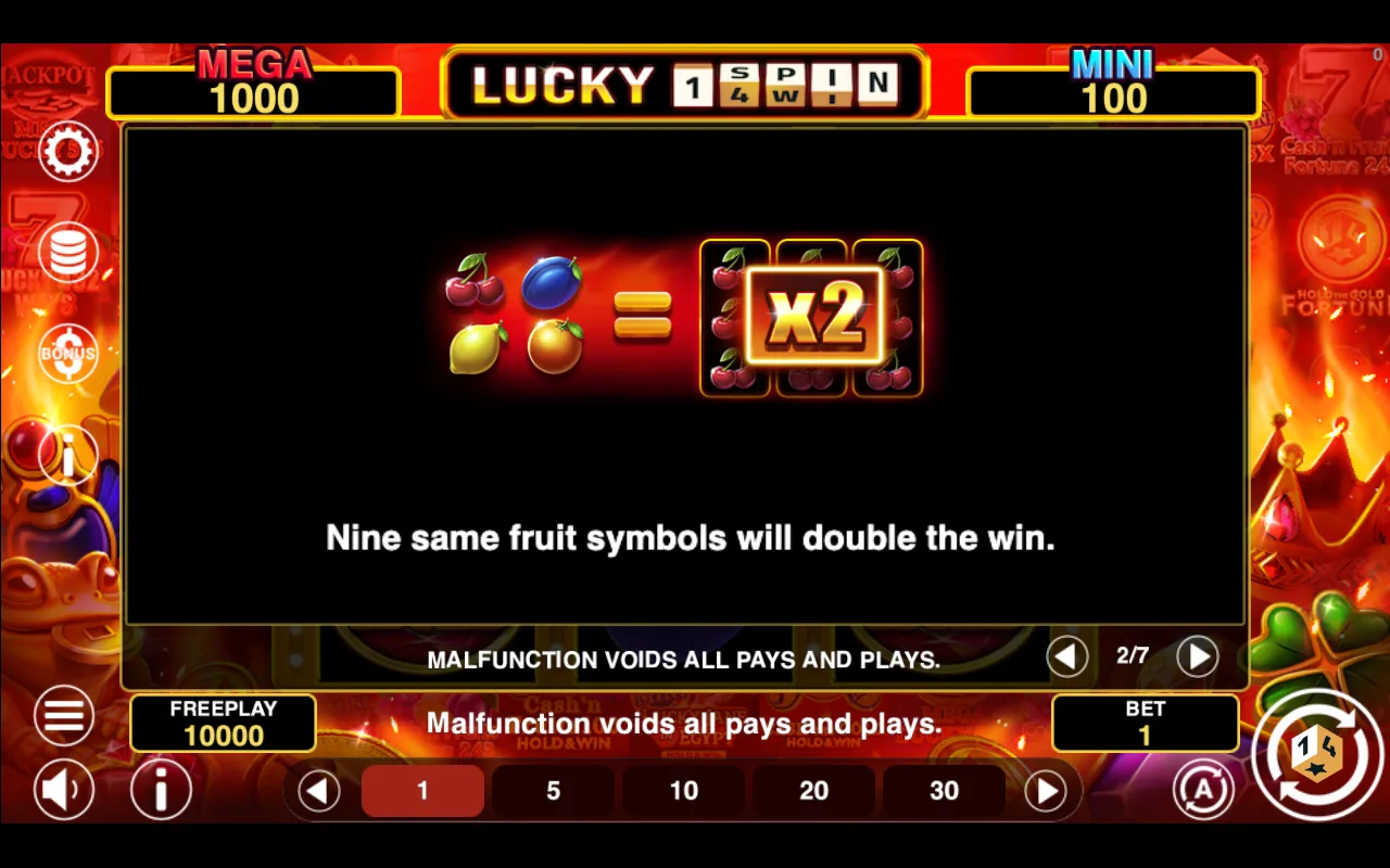 Game rules, page 2 — Lucky 1spin4win Hold And Win