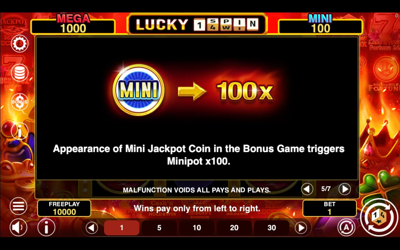 Game rules, page 5 — Lucky 1spin4win Hold And Win