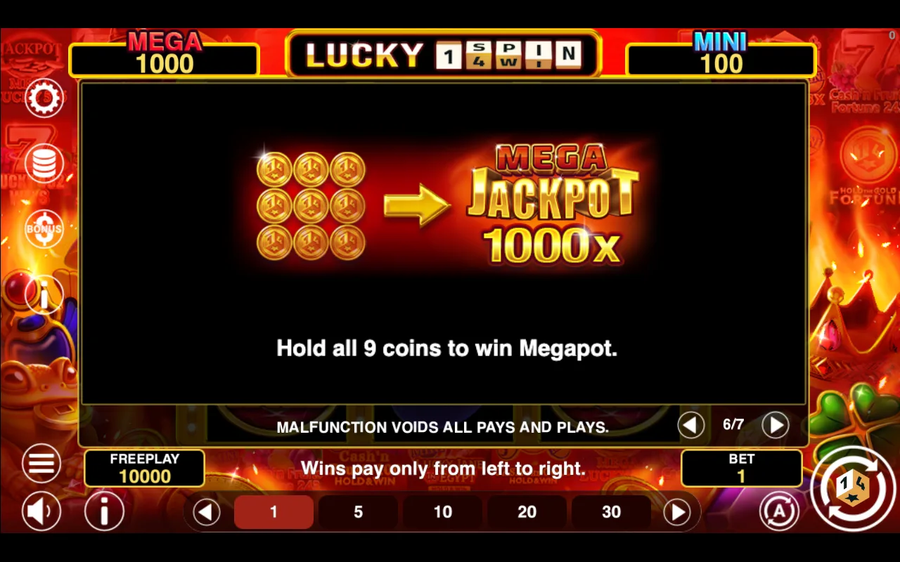 Game rules, page 6 — Lucky 1spin4win Hold And Win