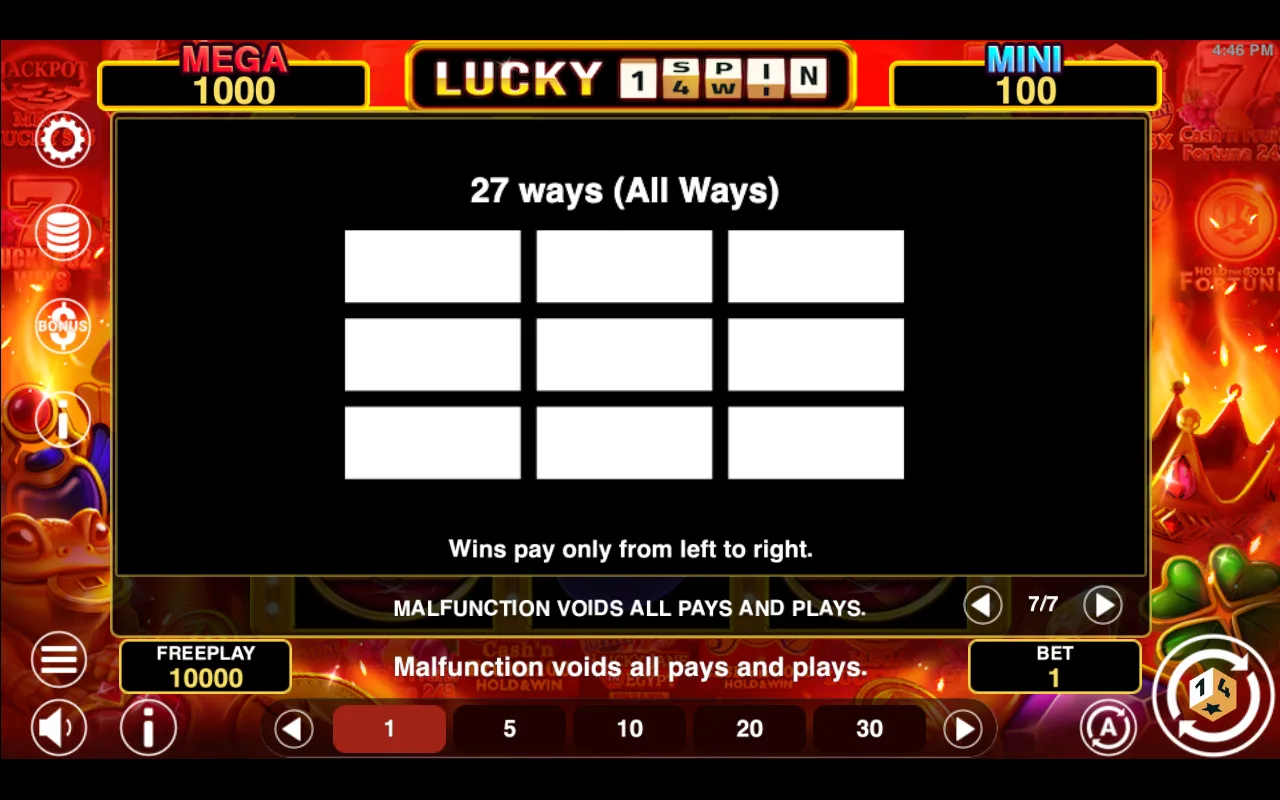 Game rules, page 7 — Lucky 1spin4win Hold And Win