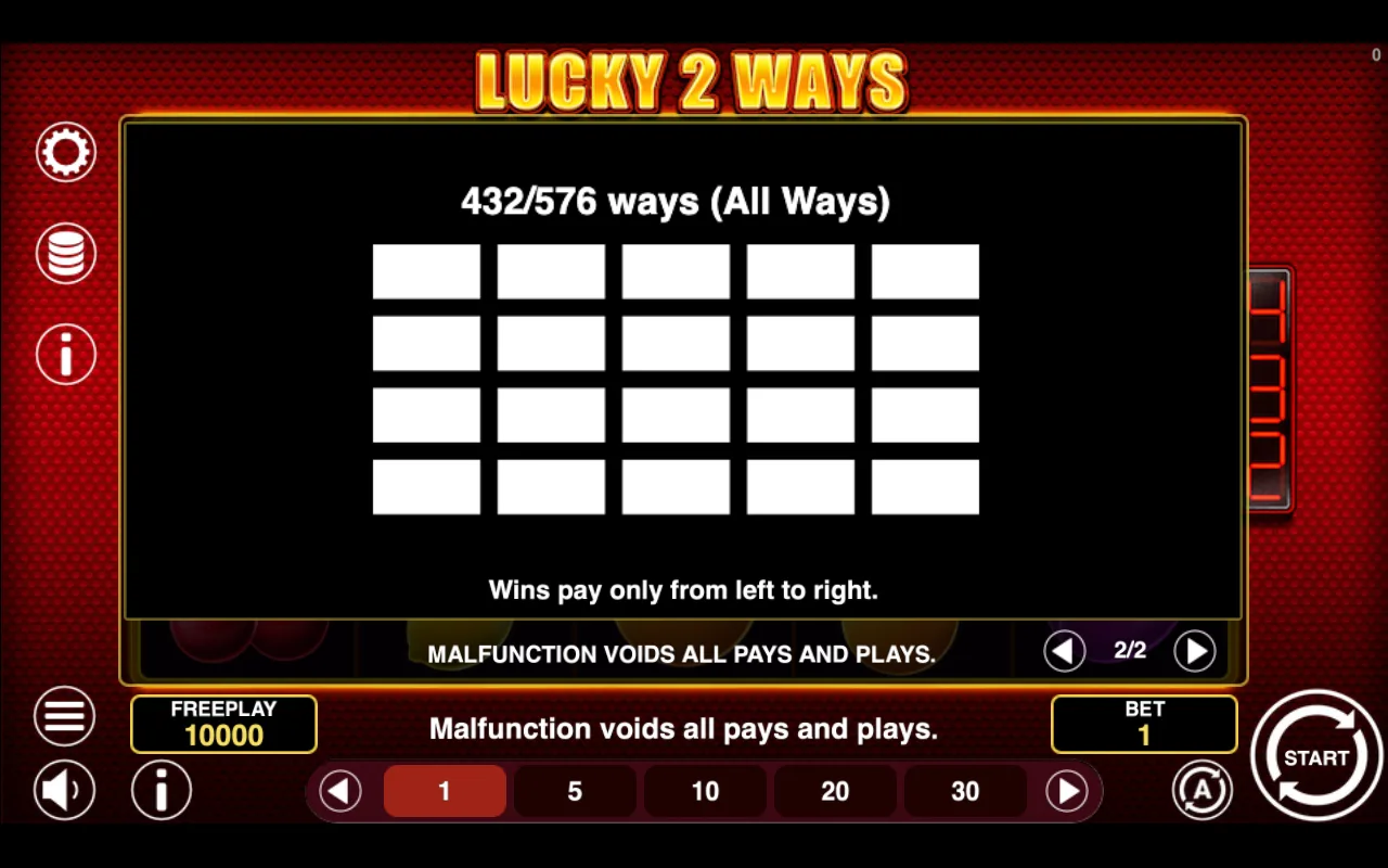 Game rules, page 2 — Lucky 2 Ways
