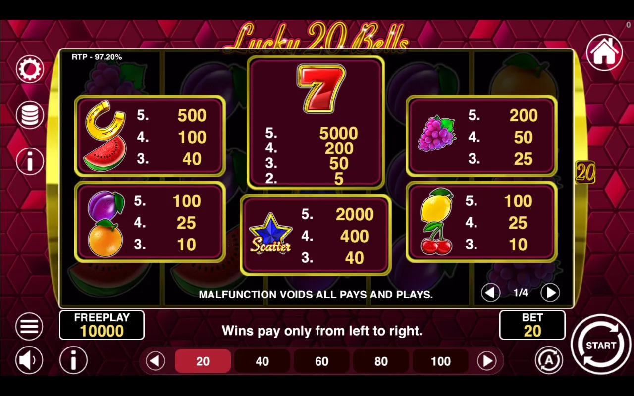 Game rules, page 1 — Lucky 20 Bells