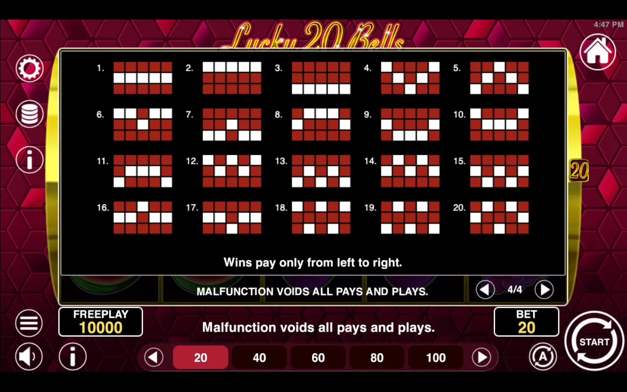 Game rules, page 4 — Lucky 20 Bells