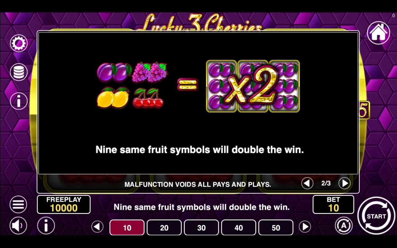 Game rules, page 2 — Lucky 3 Cherries