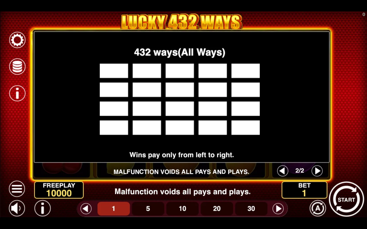 Game rules, page 2 — Lucky 432 Ways