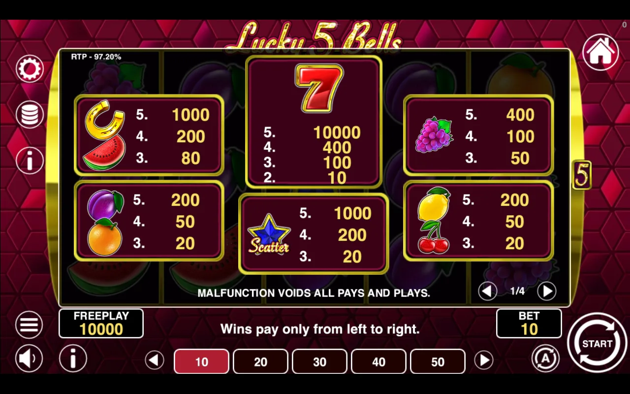 Game rules, page 1 — Lucky 5 Bells