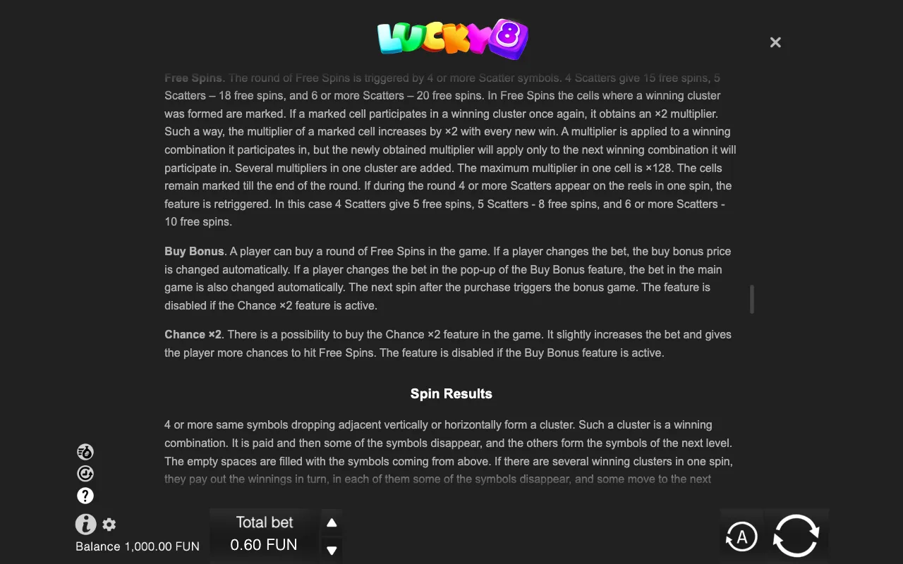 Game rules, page 8 — Lucky 8 Merge Up
