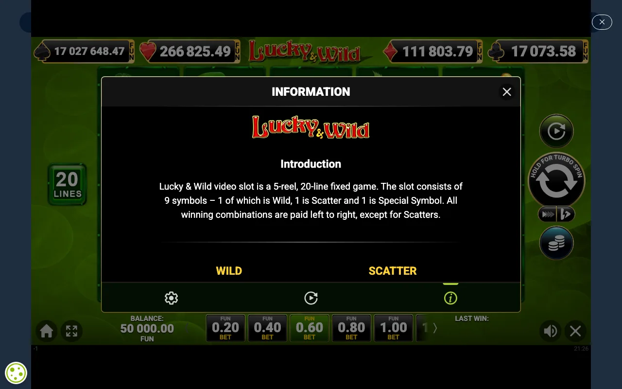 Game rules, page 1 — Lucky And Wild