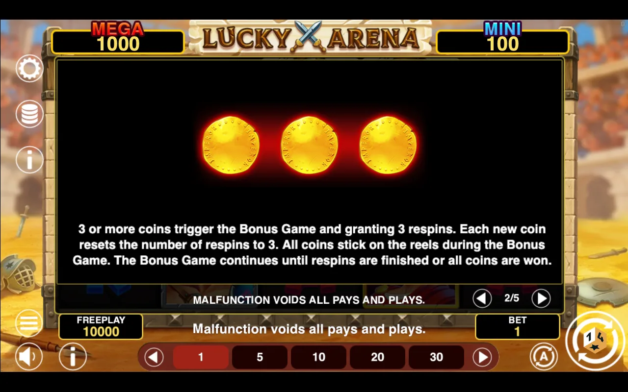 Game rules, page 2 — Lucky Arena Hold And Win
