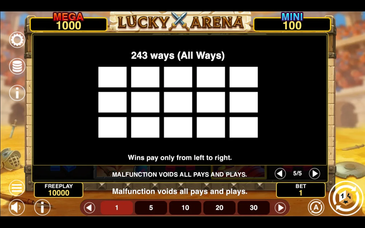 Game rules, page 5 — Lucky Arena Hold And Win