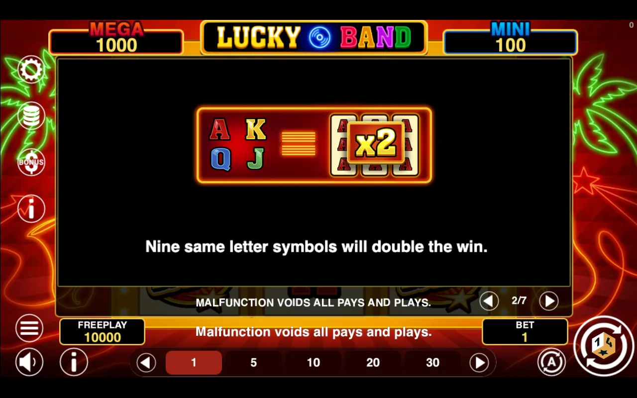Game rules, page 2 — Lucky Band Hold And Win