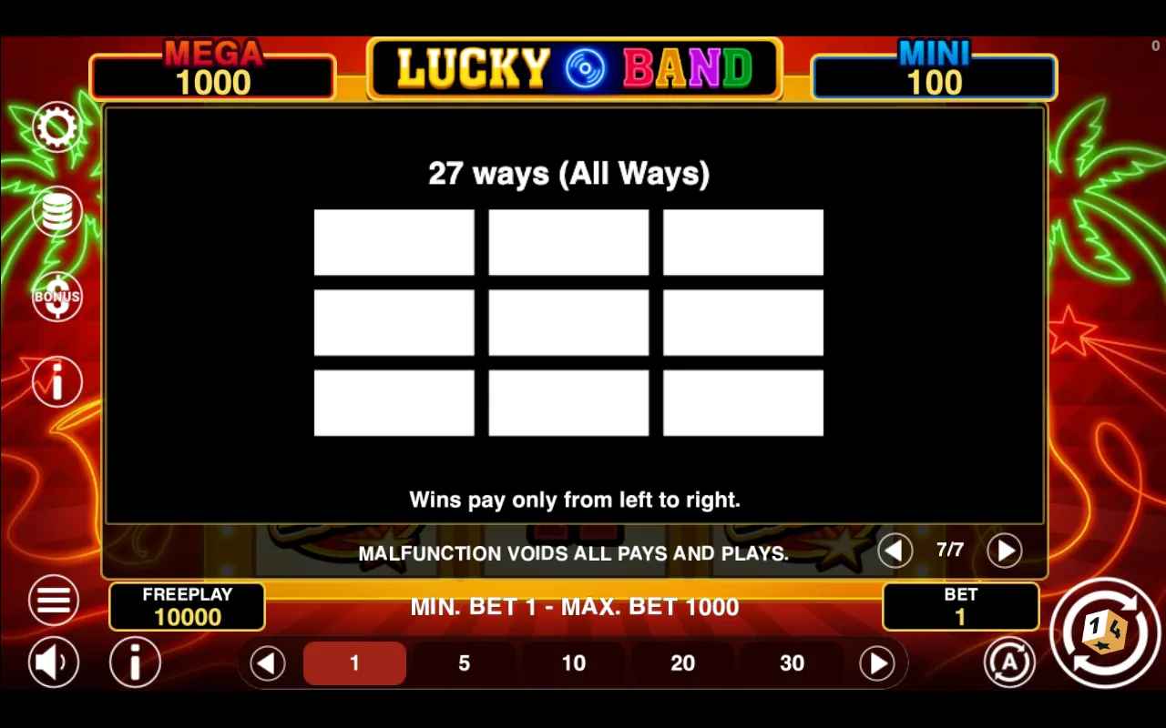 Game rules, page 7 — Lucky Band Hold And Win