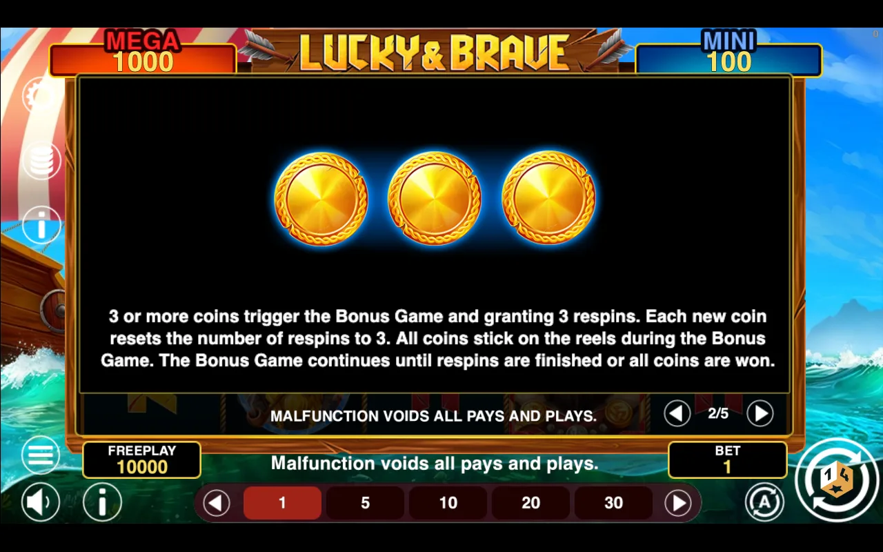 Game rules, page 2 — Lucky Brave Hold And Win
