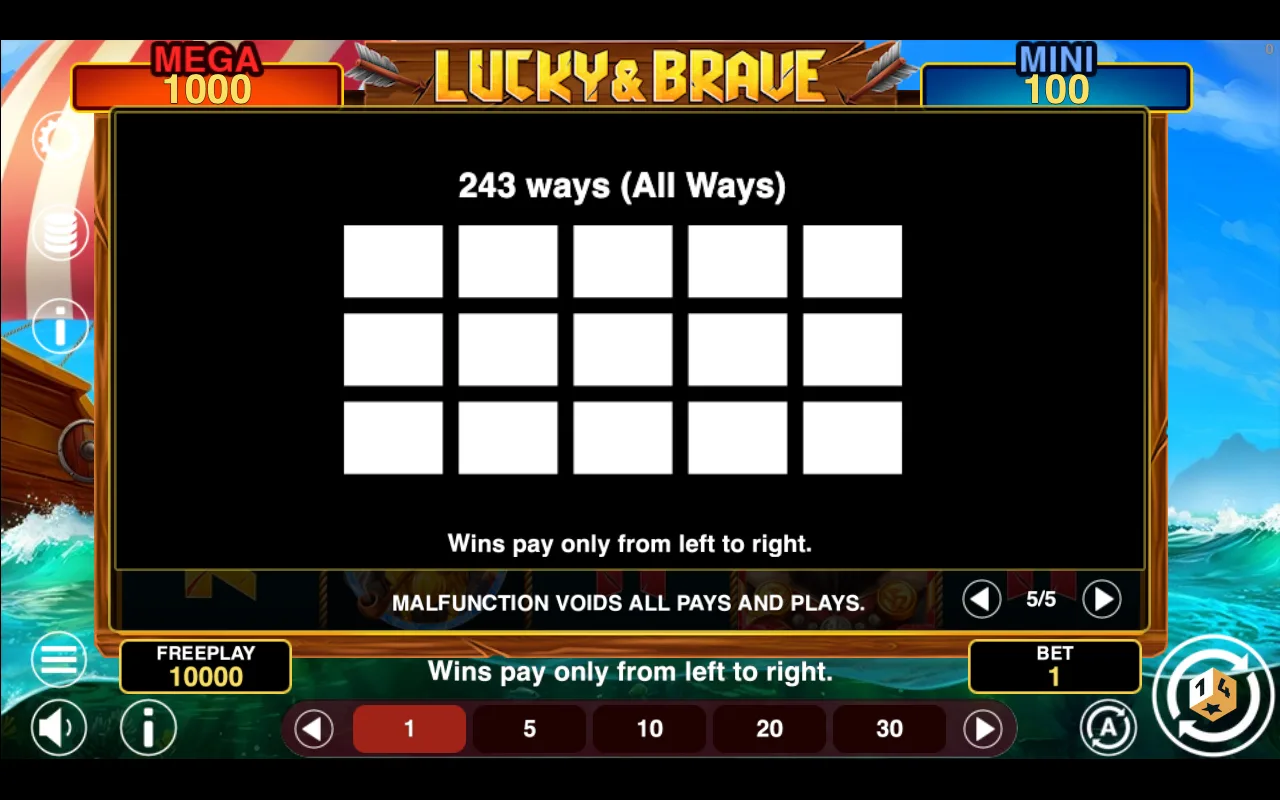 Game rules, page 5 — Lucky Brave Hold And Win