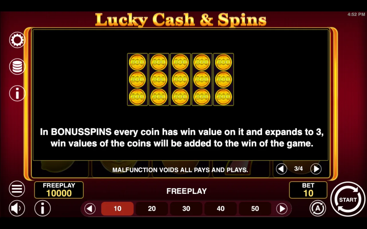 Game rules, page 3 — Lucky Cash And Spins