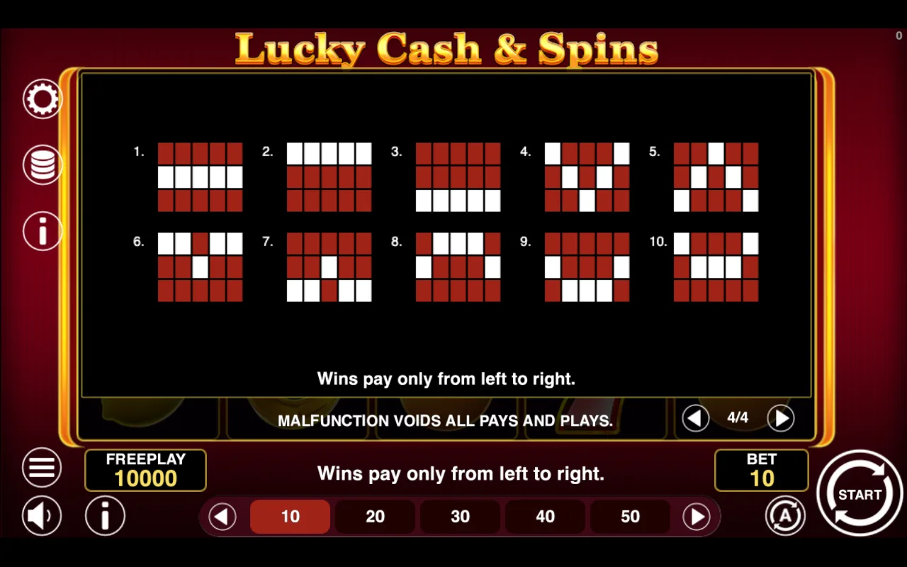 Game rules, page 4 — Lucky Cash And Spins
