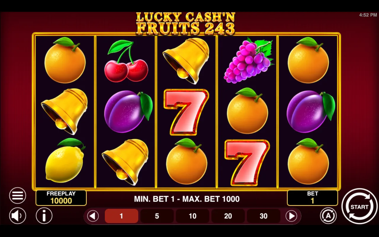 The base game — Lucky Cashn Fruits 243
