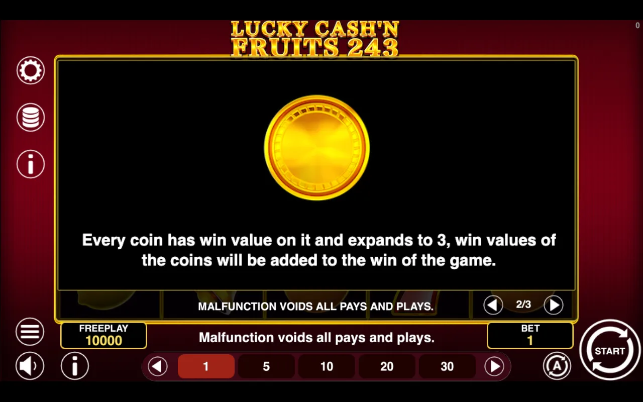 Game rules, page 2 — Lucky Cashn Fruits 243