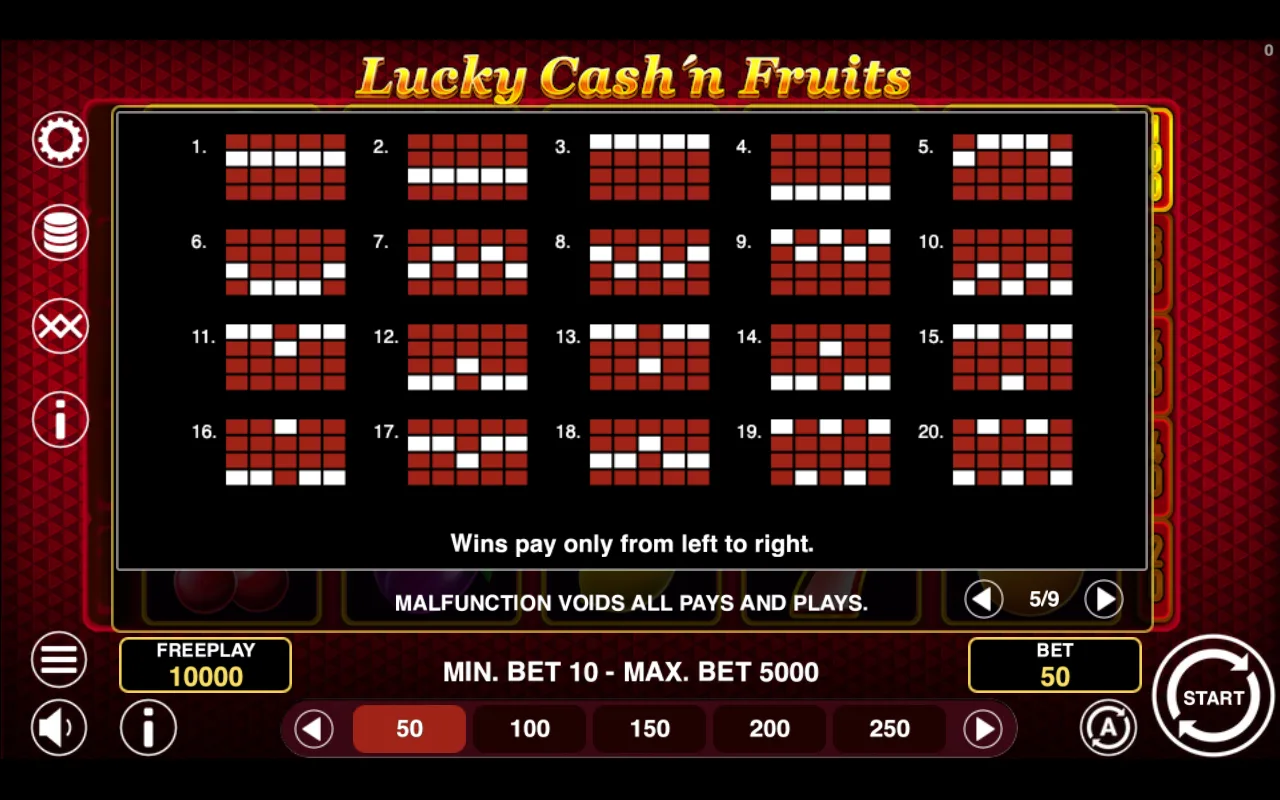 Game rules, page 5 — Lucky Cashn Fruits
