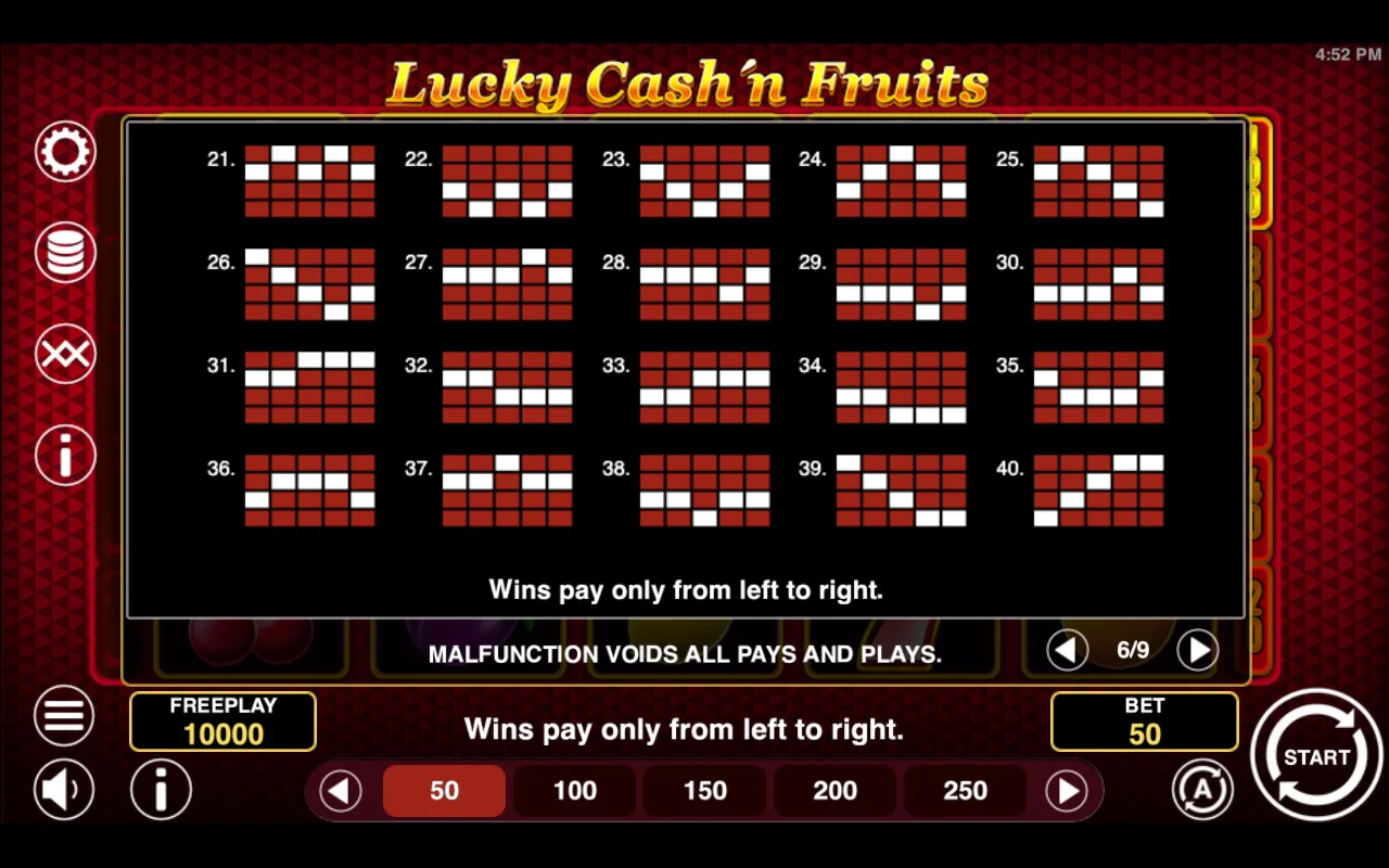 Game rules, page 6 — Lucky Cashn Fruits