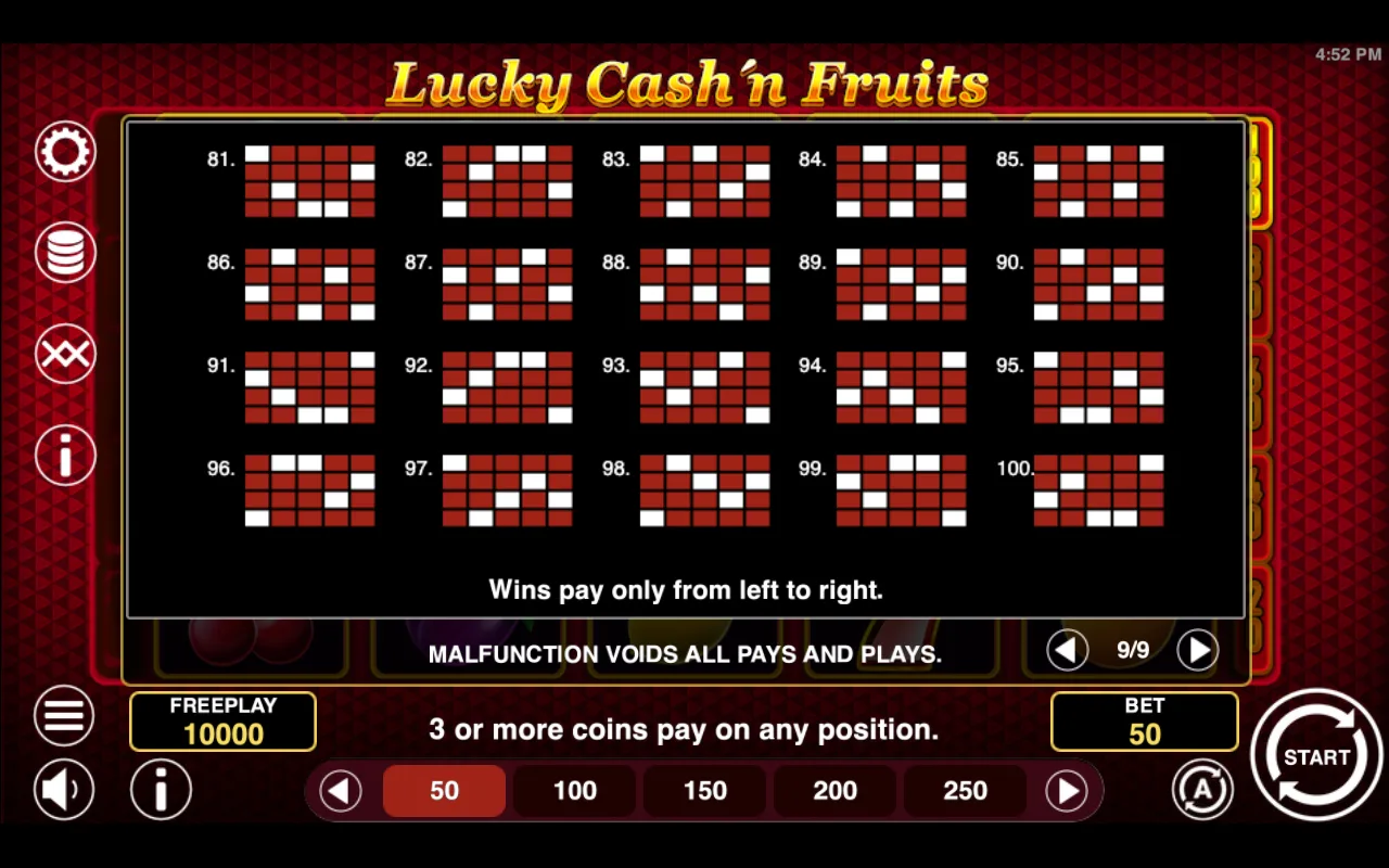 Game rules, page 9 — Lucky Cashn Fruits