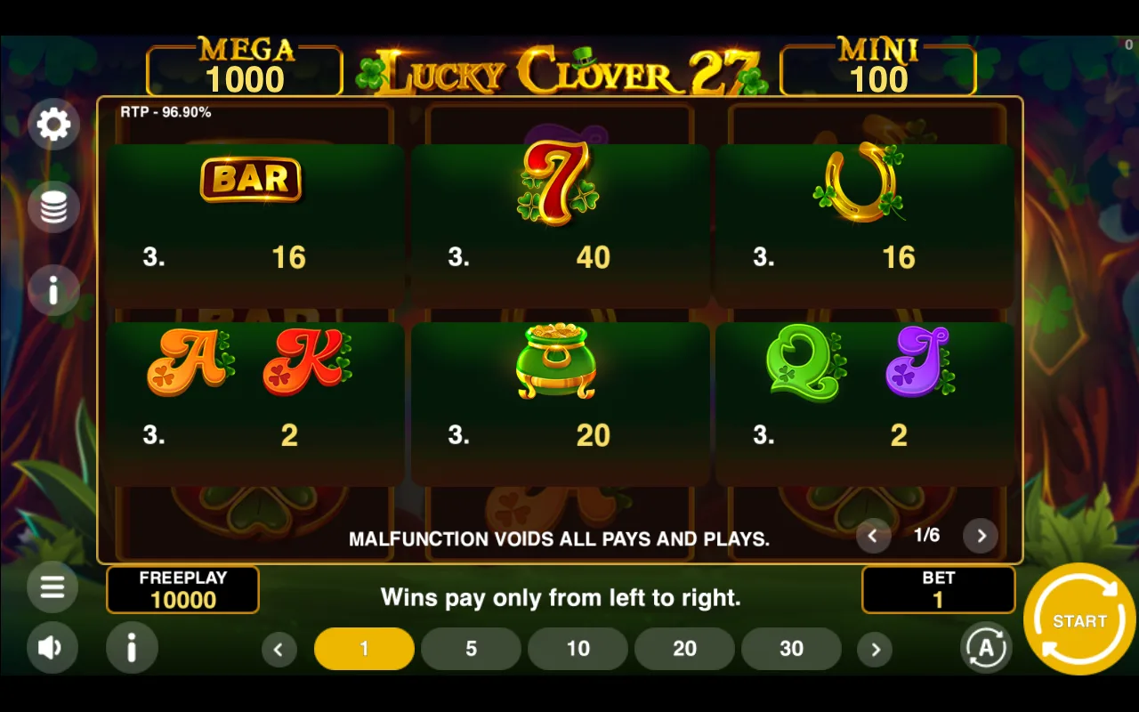 Game rules, page 1 — Lucky Clover 27