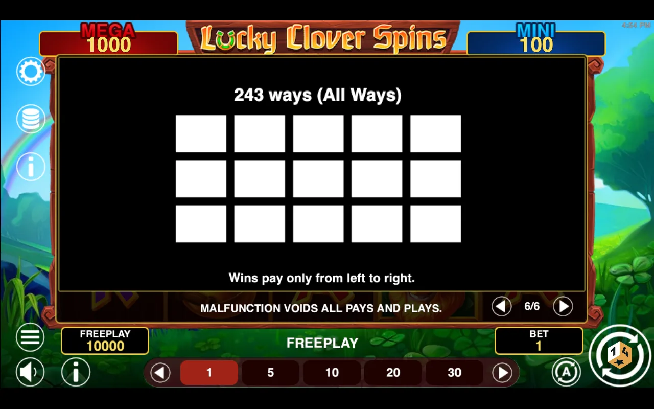 Game rules, page 6 — Lucky Clover Spins