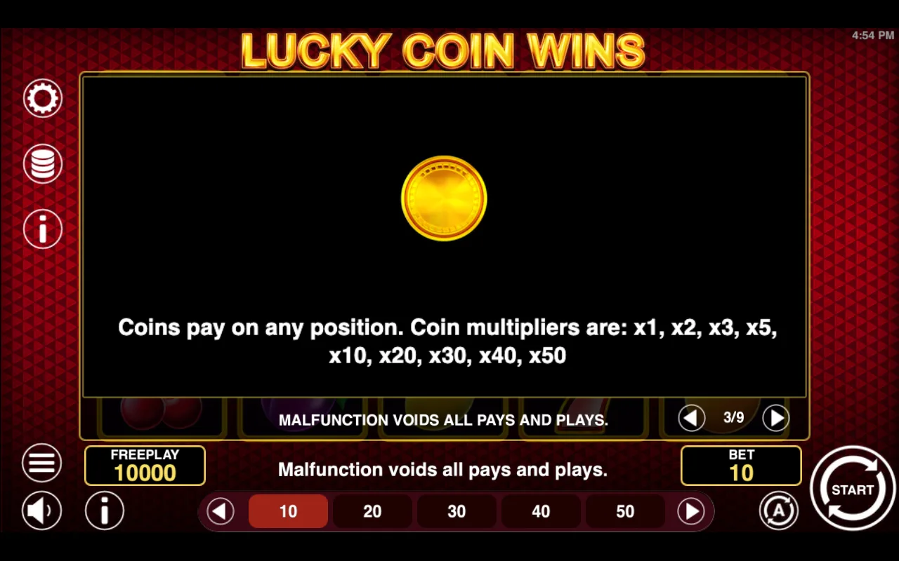 Game rules, page 3 — Lucky Coin Wins