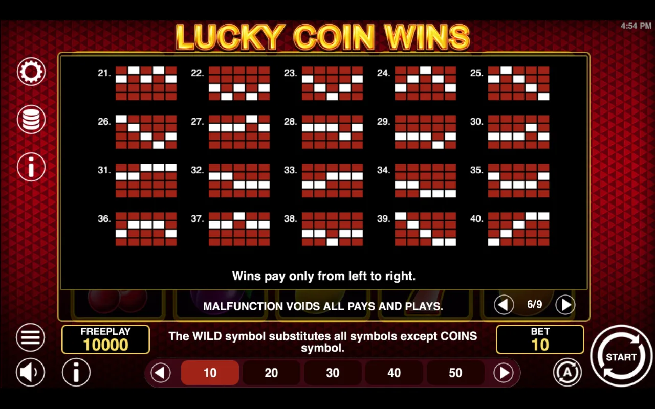 Game rules, page 6 — Lucky Coin Wins