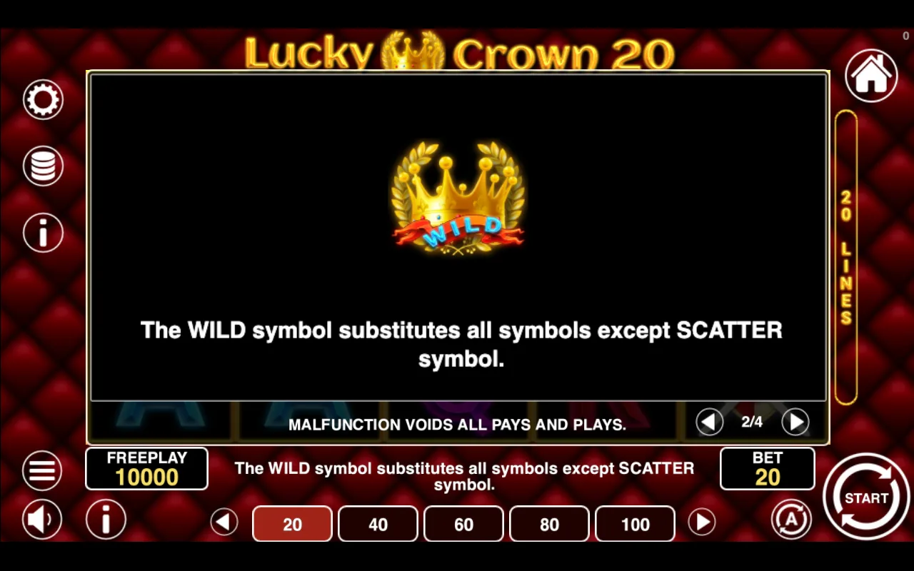 Game rules, page 2 — Lucky Crown 20