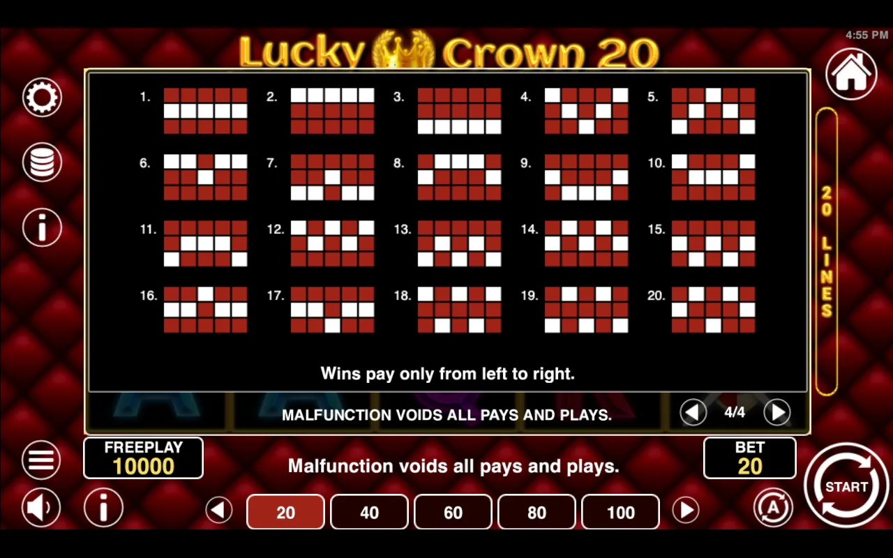 Game rules, page 4 — Lucky Crown 20