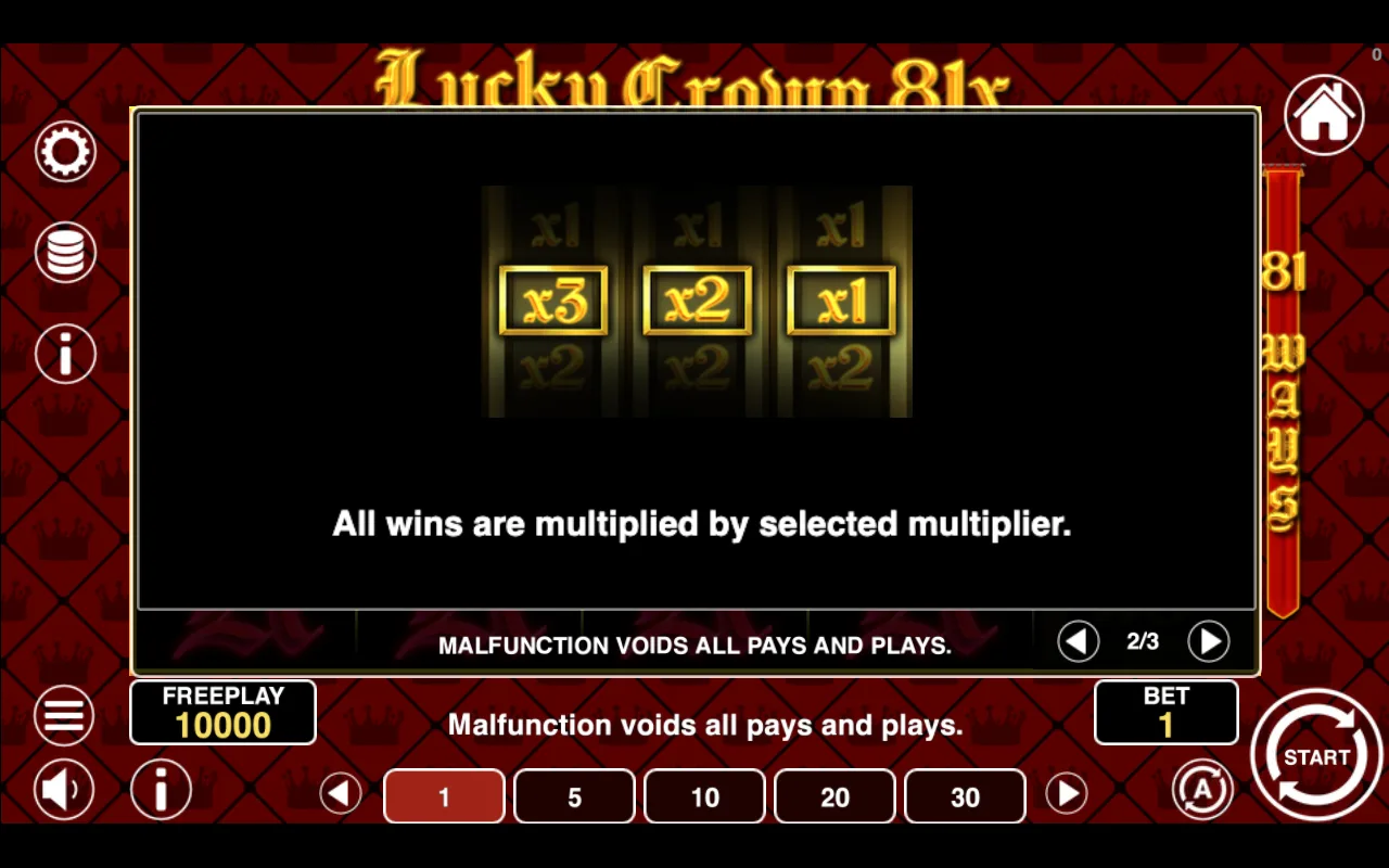Game rules, page 2 — Lucky Crown 81x