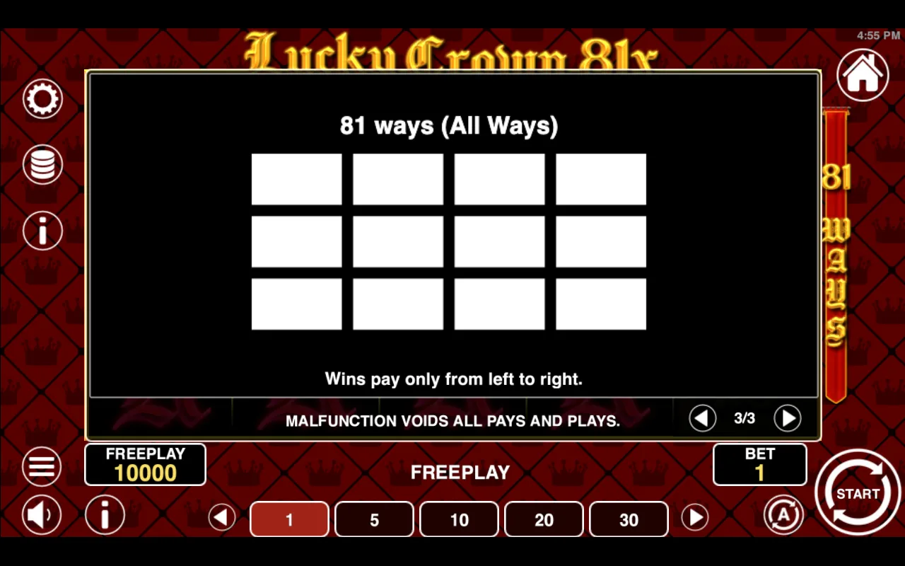 Game rules, page 3 — Lucky Crown 81x