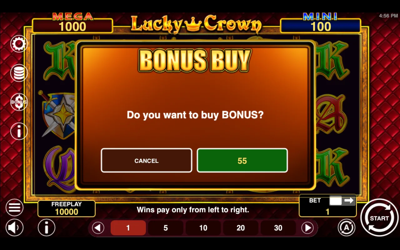 Buying the feature — Lucky Crown Hold And Win