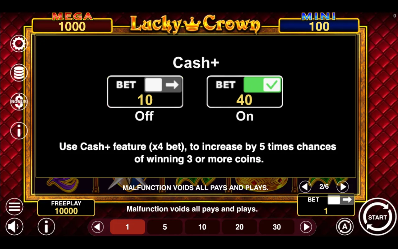 Game rules, page 2 — Lucky Crown Hold And Win