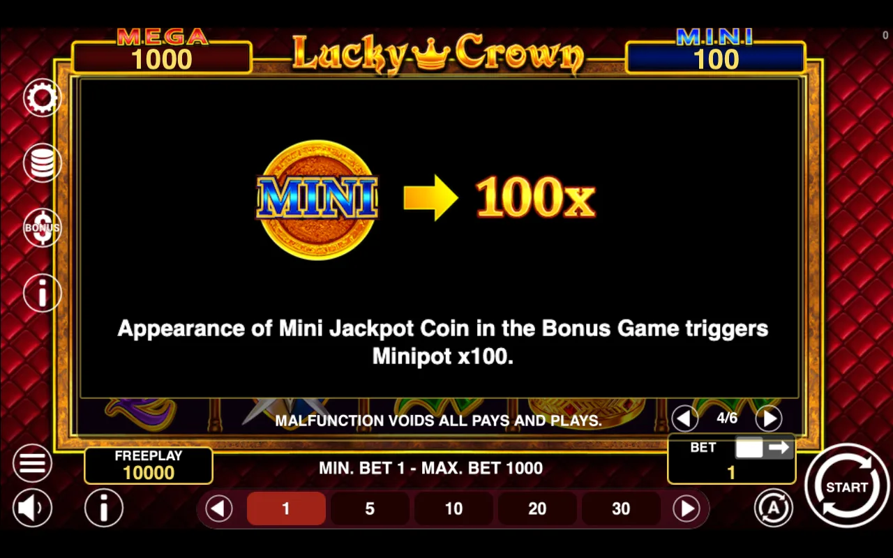 Game rules, page 4 — Lucky Crown Hold And Win