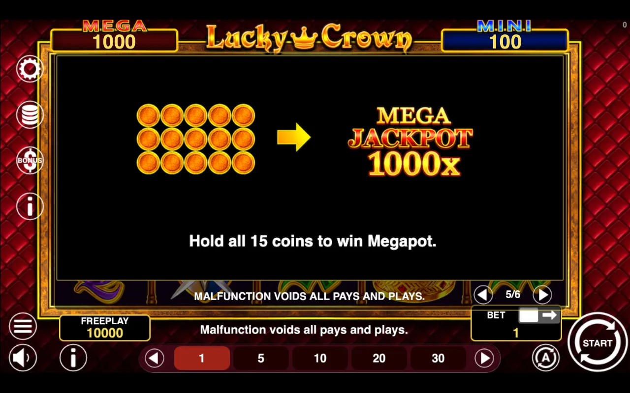Game rules, page 5 — Lucky Crown Hold And Win