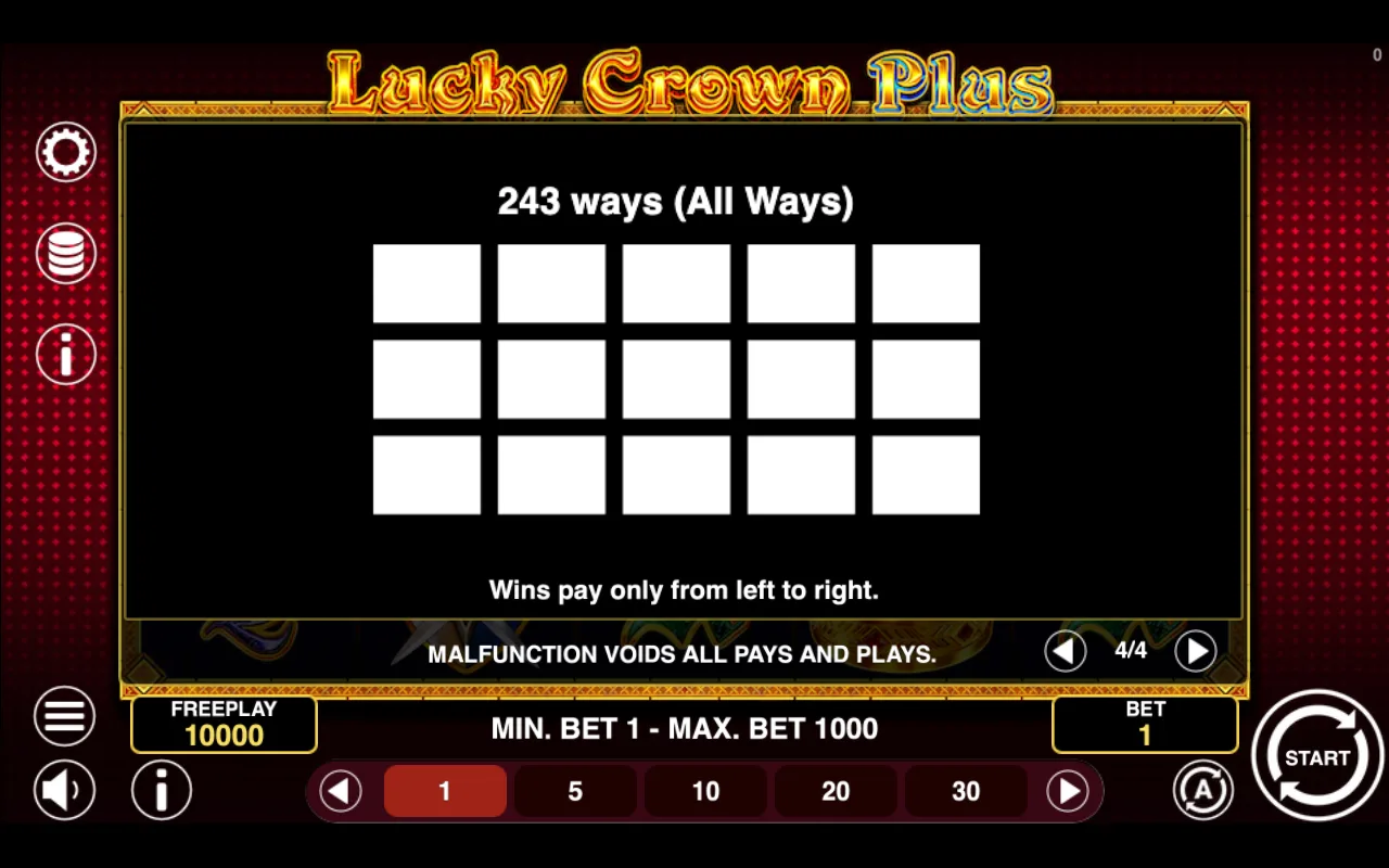 Game rules, page 4 — Lucky Crown Plus
