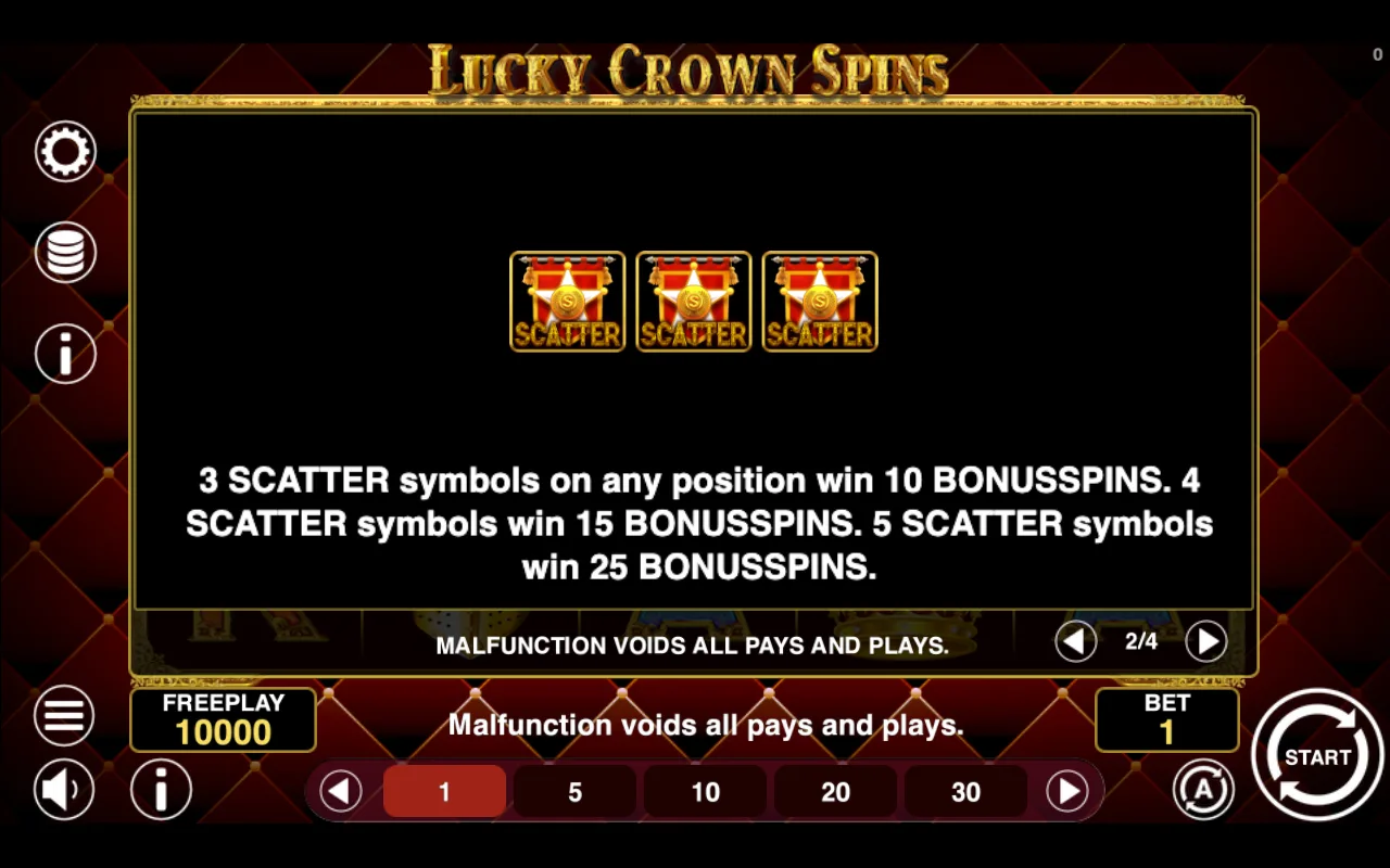 Game rules, page 2 — Lucky Crown Spins