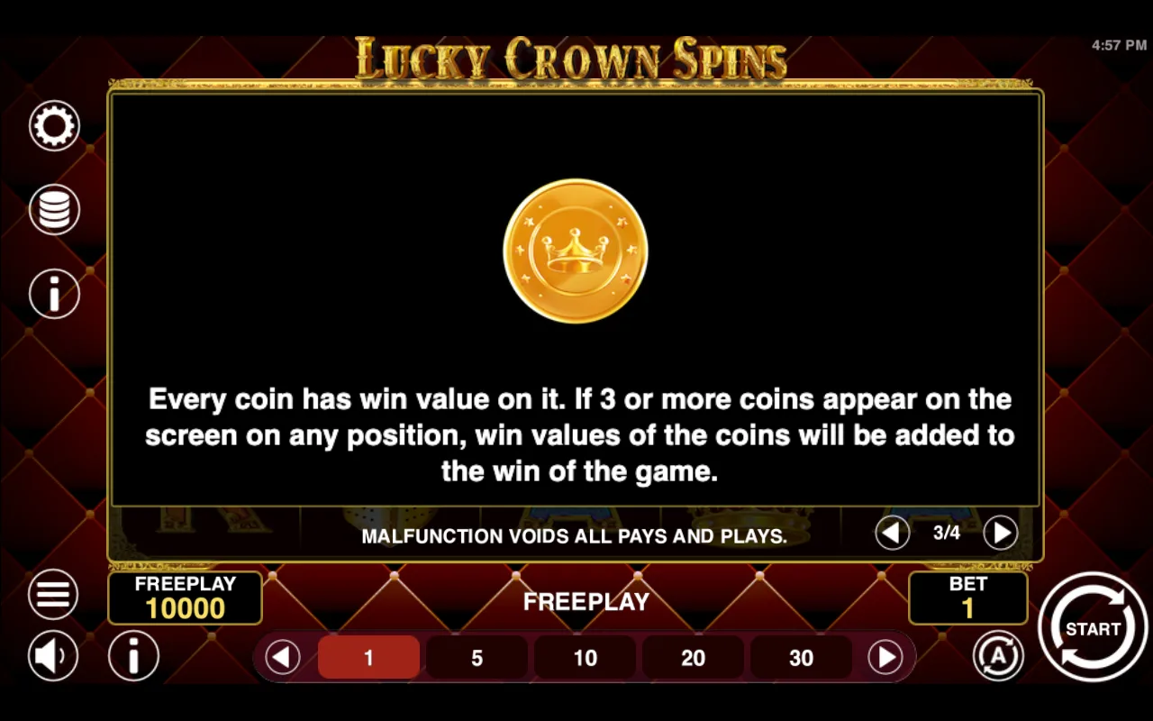 Game rules, page 3 — Lucky Crown Spins
