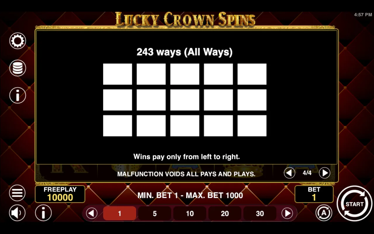 Game rules, page 4 — Lucky Crown Spins