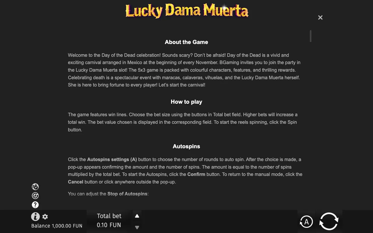 Game rules, page 6 — Lucky Dama Muerta