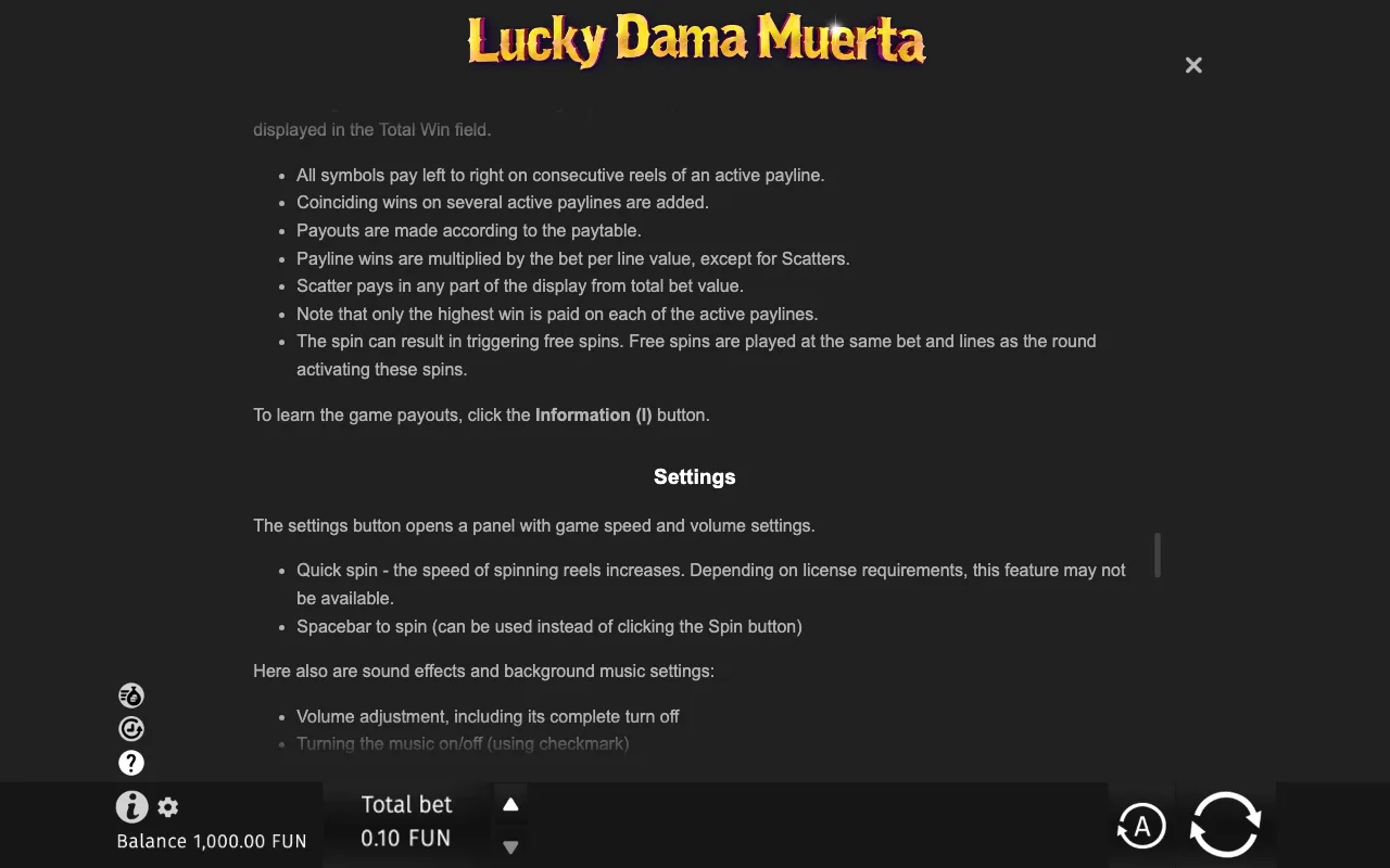 Game rules, page 8 — Lucky Dama Muerta