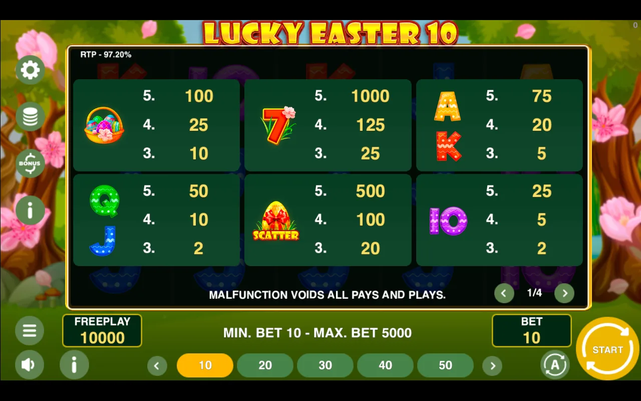 Game rules, page 1 — Lucky Easter 10
