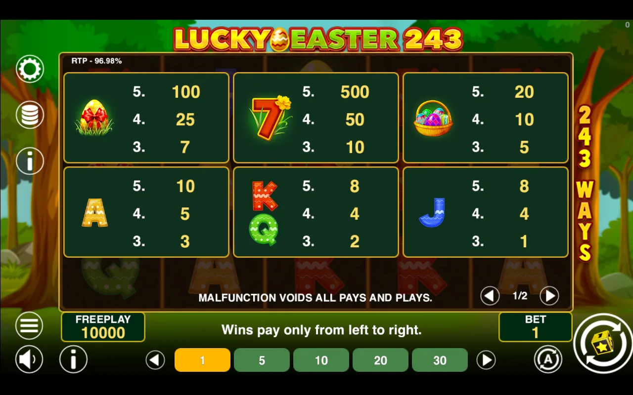 Game rules, page 1 — Lucky Easter 243