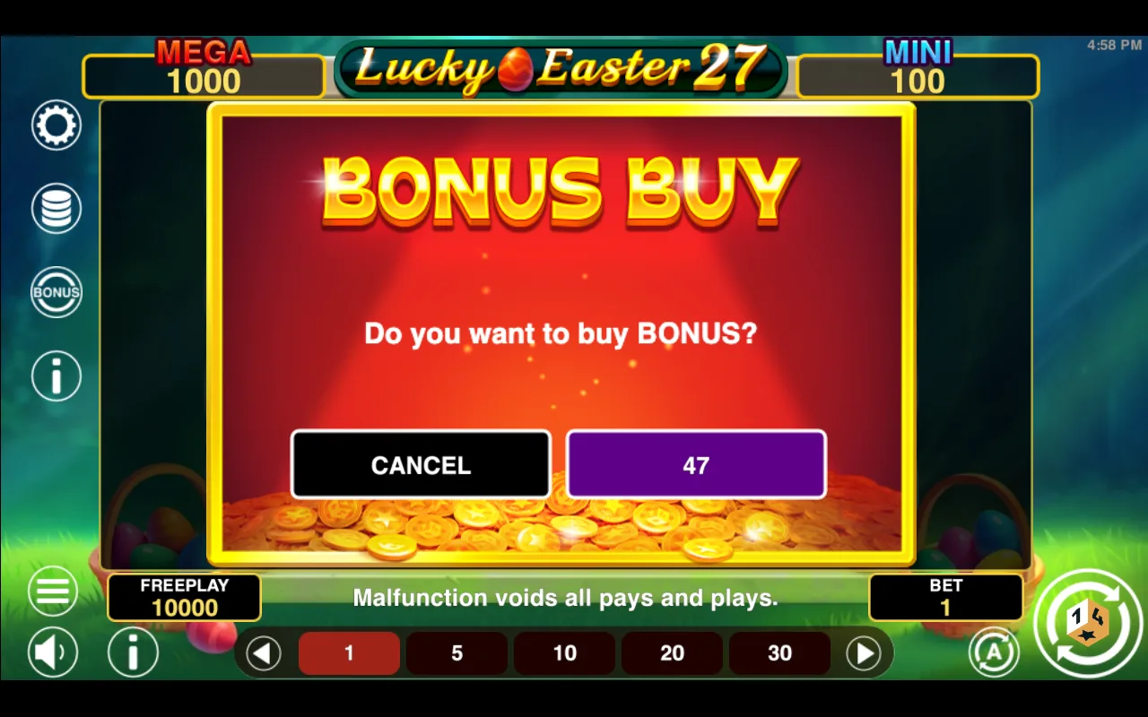 Buying the feature — Lucky Easter 27 Hold And Win
